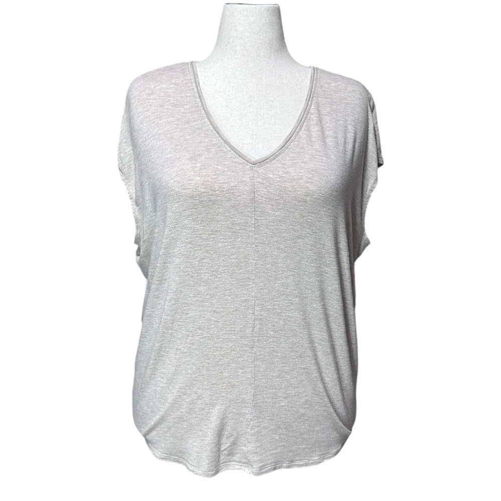 WHBM Beige V-neck Casual T-Shirt Size Large